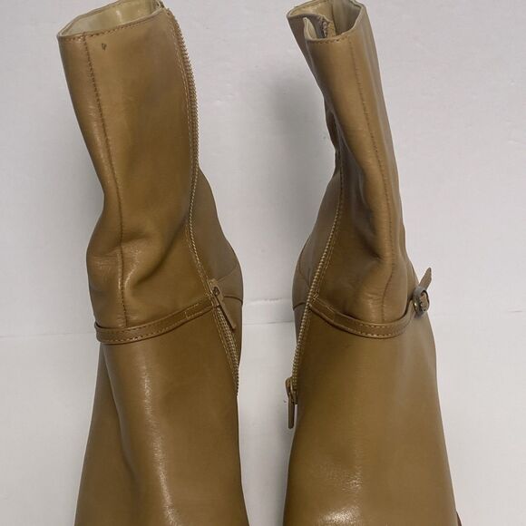 MARKON Women’s Ankle Boots Sz 10M Beige Side Zip 3.25in Heel Square Toe - Picture 4 of 8